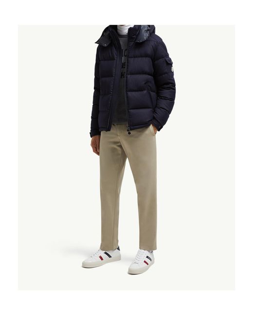 Moncler Blue Montgenevre Hooded Flannel Short Down Jacket for men