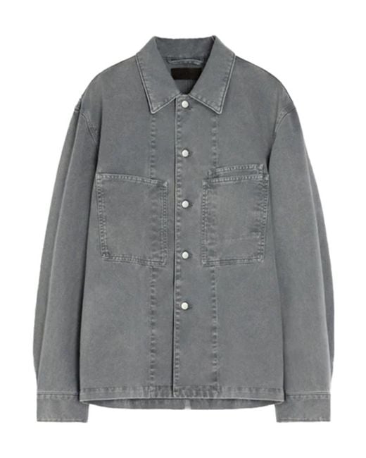 Lemaire Gray Straight Hem Denim Overshirt for men