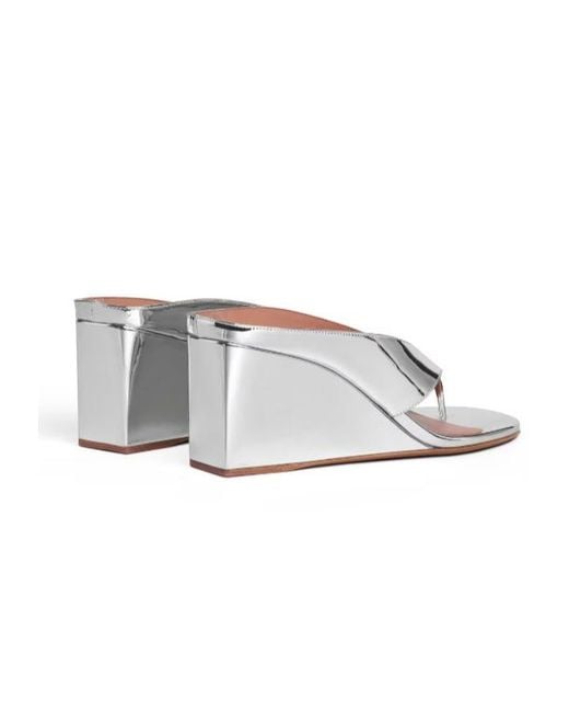 Alaïa White Alaïa Wedge Thong Mules