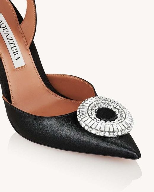 Aquazzura Black Crystal Hoop Sling 105