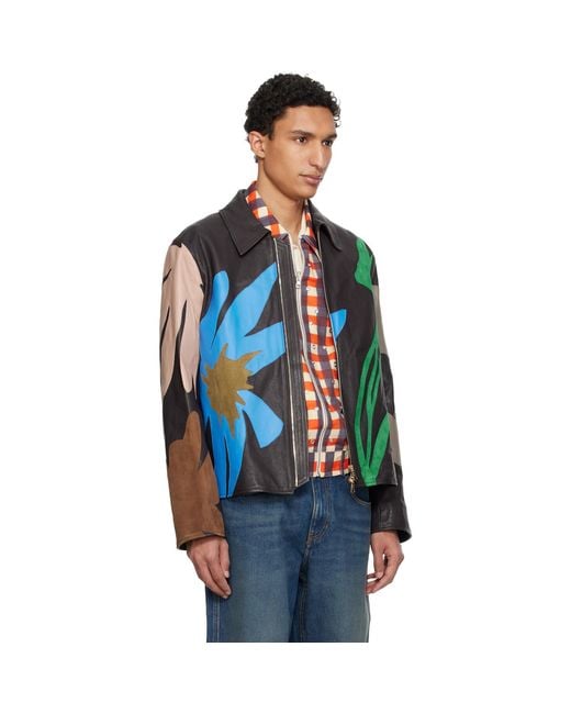 Paul Smith Blue Floral Panel Zip Jacket for men