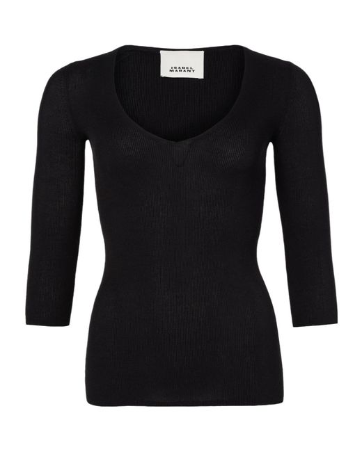 Isabel Marant Black Felicia Three-Quarter-Sleeved Top