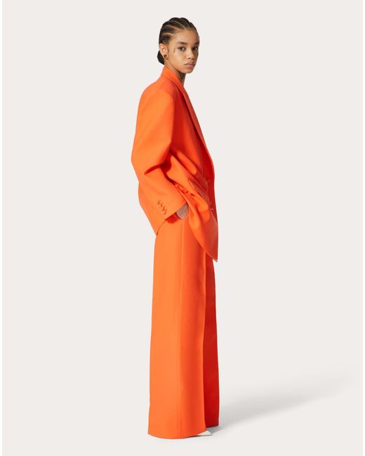 Valentino Orange Pleated Wide Leg Trousers