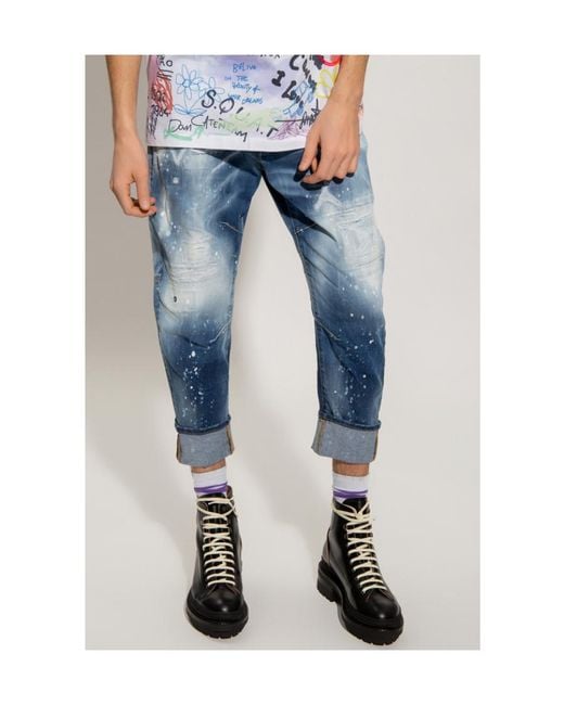 DSquared² Blue Eviction Notice Cropped Jeans for men