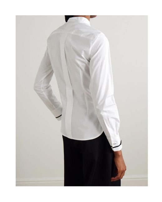 Max Mara White Otranto Piped-Trim Shirt