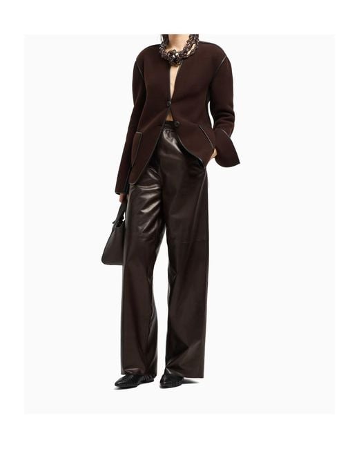 Giorgio Armani Brown Elasticated Wide-Leg Trousers