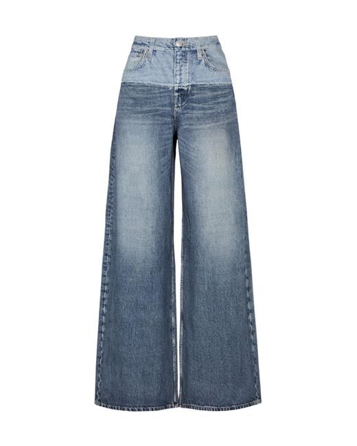 Rag & Bone Blue Miramar Sofie Printed Chambray Trousers