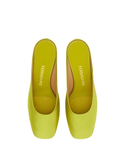 Ferragamo Yellow Ferragamo S-Shaped Heel Mules