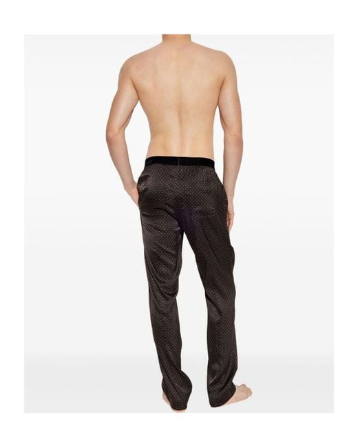 Tom Ford Black Polka-Dot Pattern Pyjama Pants for men