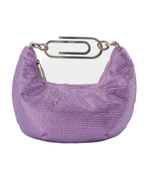 Off-White c/o Virgil Abloh Purple Paperclip Hobo Strass 20 Tote Bag