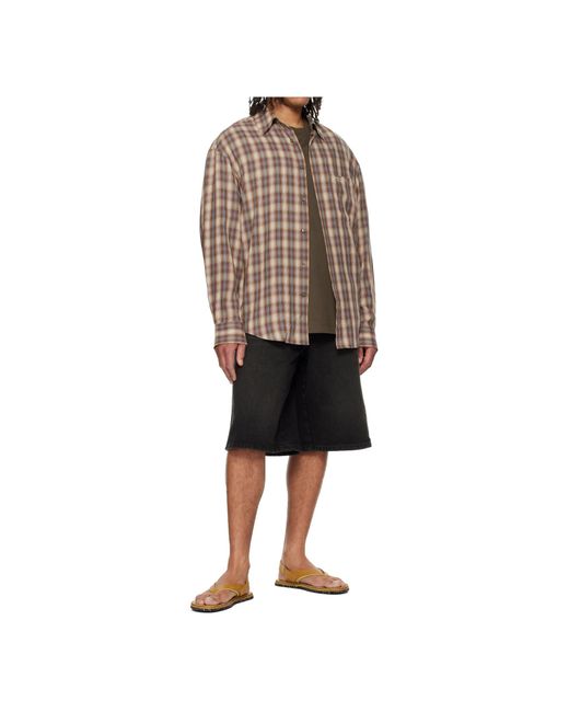 Wooyoungmi Brown Plaid Long-Sleeved Shirt for men