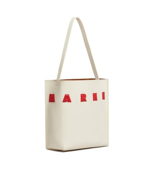 Marni White Museo Logo-Patch Small Shoulder Bag