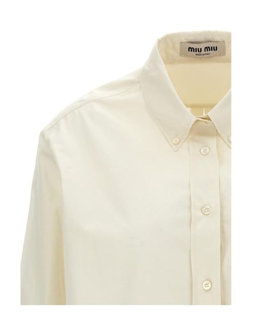 Miu Miu White Button-Up Cropped Shirt