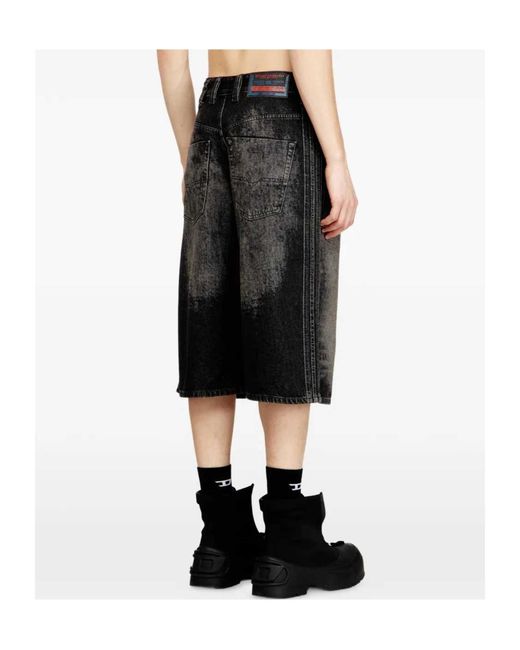 DIESEL Black D-Enim-M-Short-S Long Bermuda Shorts for men