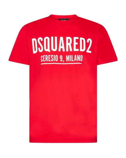 DSquared² Red Logo-Printed Crewneck T-Shirt for men