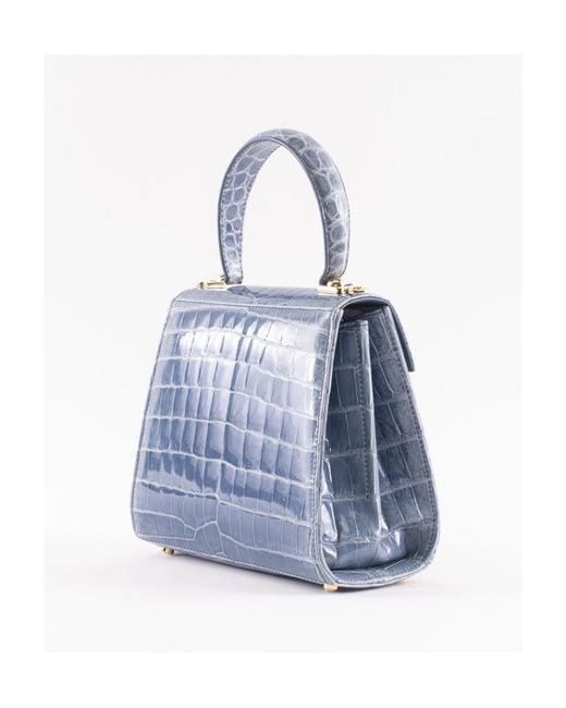 Ferragamo Blue Buckle Alligator Handbag