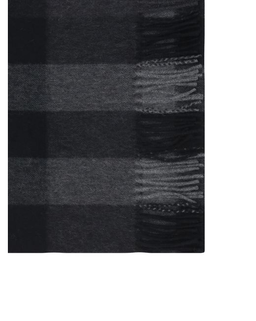 Burberry Blue Checked Fringed Scarf