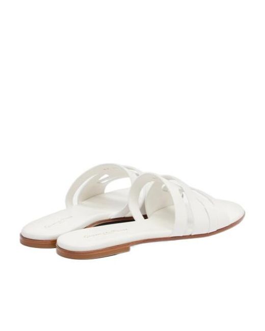 Gianvito Rossi White Leather Slides