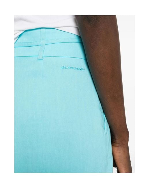 ERMANNO FIRENZE Blue Drawstring Pleated Trousers