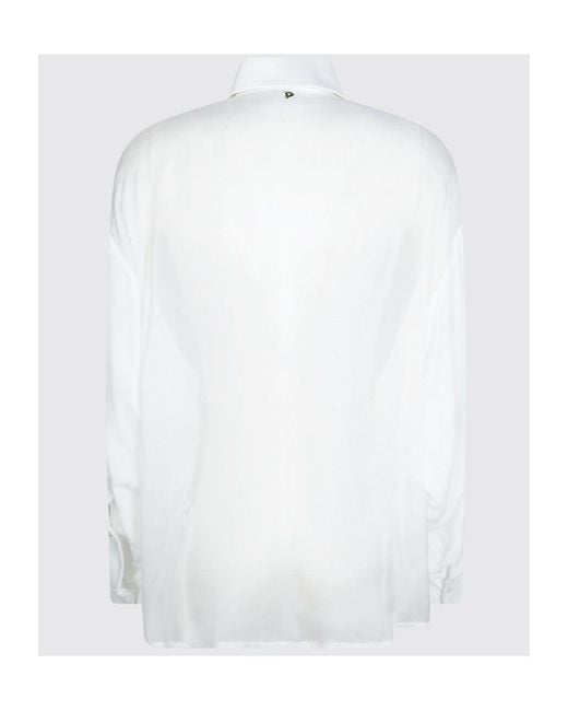 Dondup White Oversized Crepe De Chine Shirt