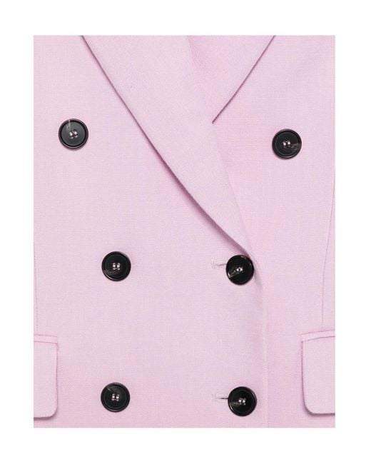 MSGM Pink Double-Breasted Tailored Blazer