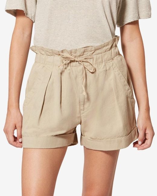 Isabel Marant Natural Étoile Nirma Pleated Drawstring Shorts