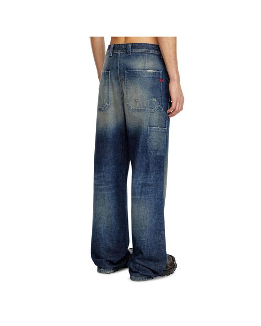 DIESEL Blue D-Livery Distressed Straight Jeans for men