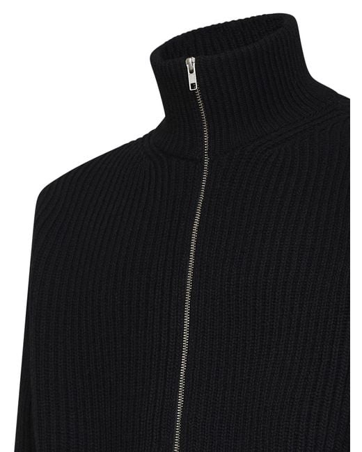 MM6 by Maison Margiela Black Long Sleeved Zipped Knitted Sweater for men