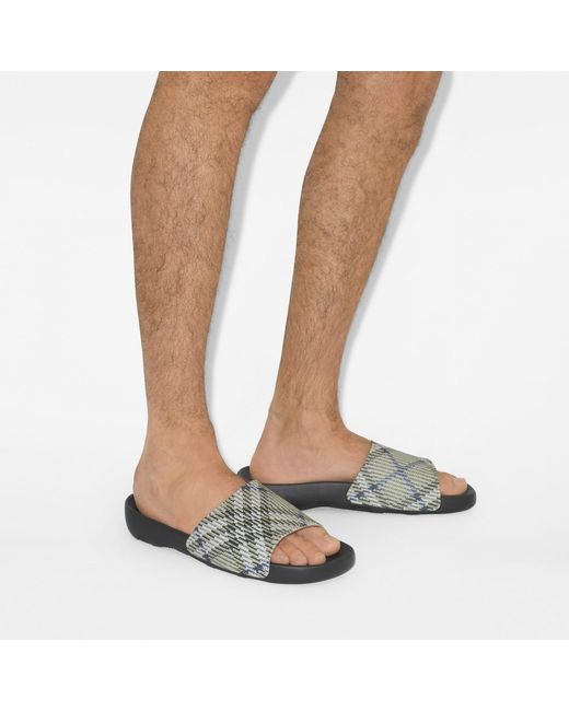Burberry White Vintage Check Pattern Slip-On Slides for men