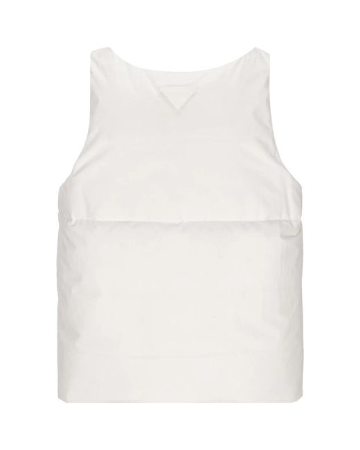 Prada White Cotton Down Tank Top for men