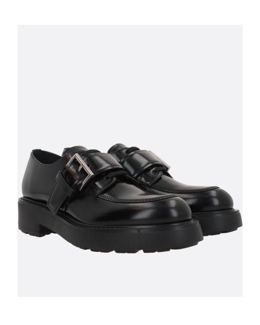 Prada Black Round-Toe Lace-Up Shoes