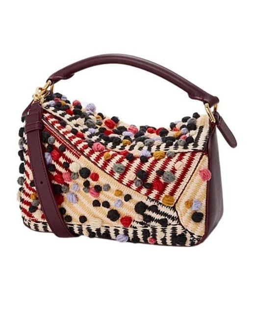 Loewe Pink Small Embroidered Fabric Puzzle Bag