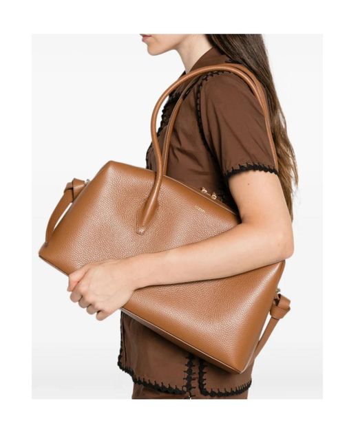 Yuzefi Brown Brioche Duffle Grained-Leather Shoulder Bag