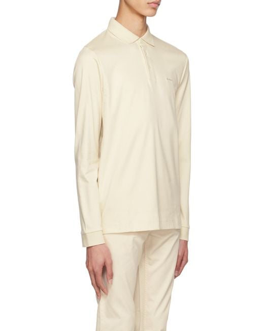 Boss White Long-Sleeve Polo Shirt for men