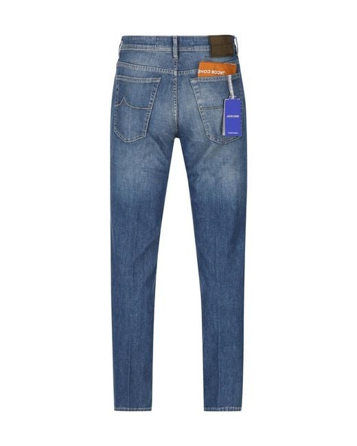 Jacob Cohen Blue Logo Patch Slim-Fit Jeans for men