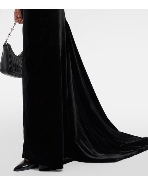Alessandra Rich Black Openwork Velvet Dress