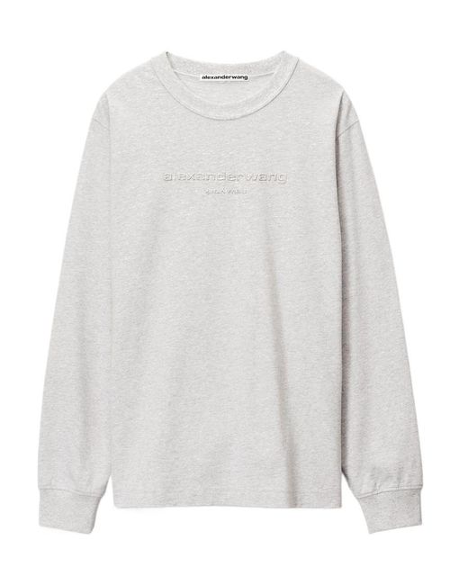 Alexander Wang White Puff Logo Long-Sleeved T-Shirt