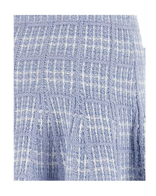 Self-Portrait Blue Plaid Skirt