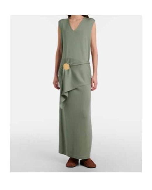Jil Sander Green Virgin Wool Maxi Dress