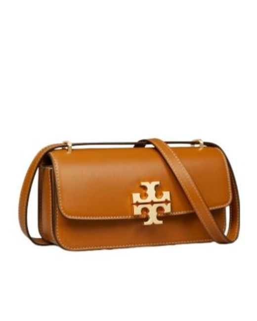 Tory Burch Brown Convertible Eleanor Foldover Top Small Shoulder Bag