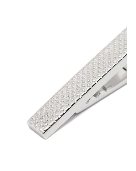 Tateossian White 'Textured' Tie Clip for men