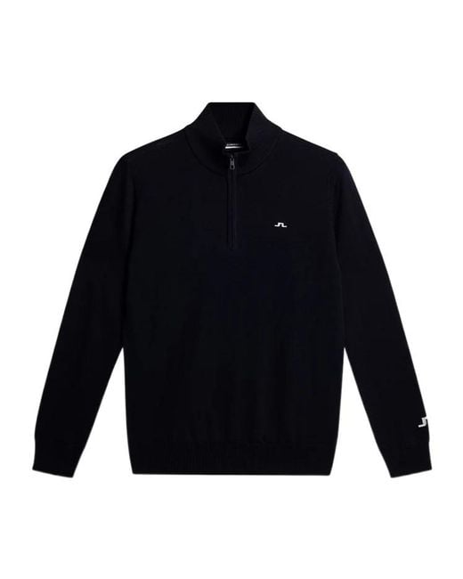J.Lindeberg Blue Long Sleeve Logo Knit Sweater for men
