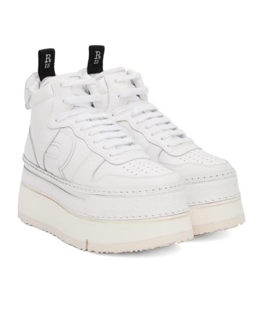 R13 White Chunky Leather Sneakers
