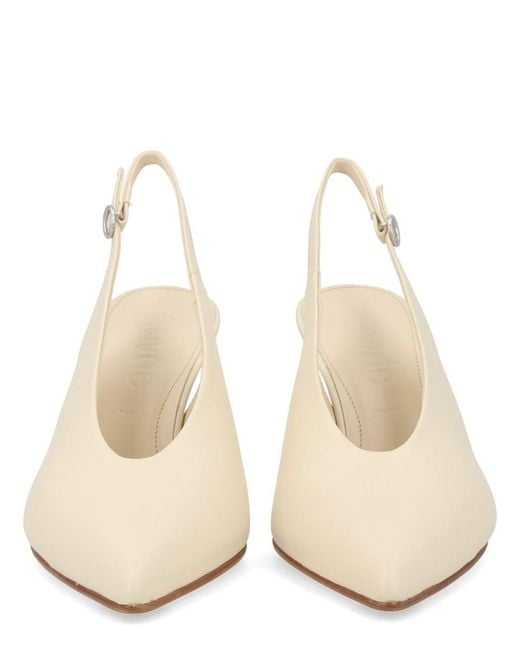 Aeyde White Pointed Toe Slingback Pumps