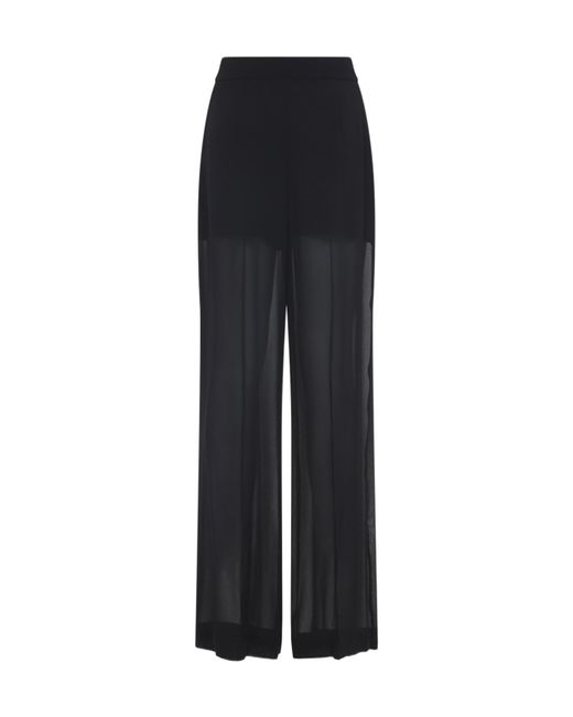 Alberta Ferretti Black Semi-Sheer Georgette Pants