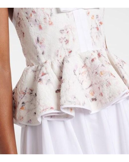 Giambattista Valli White Ruffled Floral Lace Gown