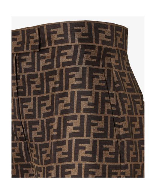 Fendi Brown Ff Motif Wide Leg Trousers