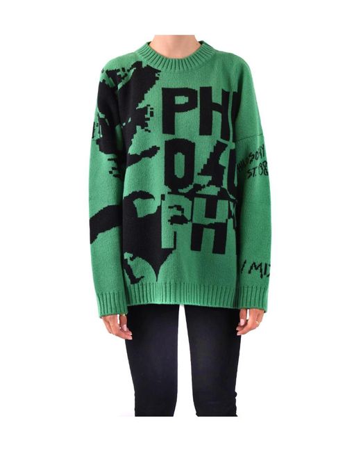 Philosophy Di Lorenzo Serafini Green Round-Neck Knitwear