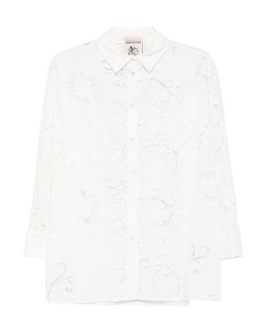 Semicouture White Embroidered Poplin Shirt