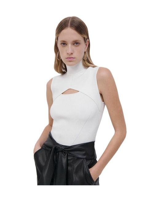 Jonathan Simkhai White Easton Turtleneck Cut Out Top
